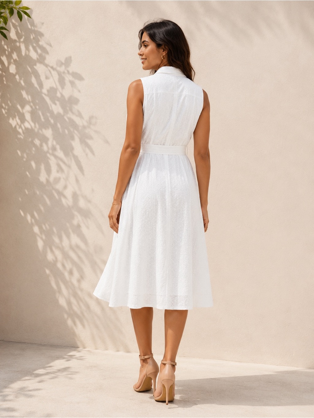 ANNE KLEIN Eyelet Midi Shirt Dress - Picture 2 of 7